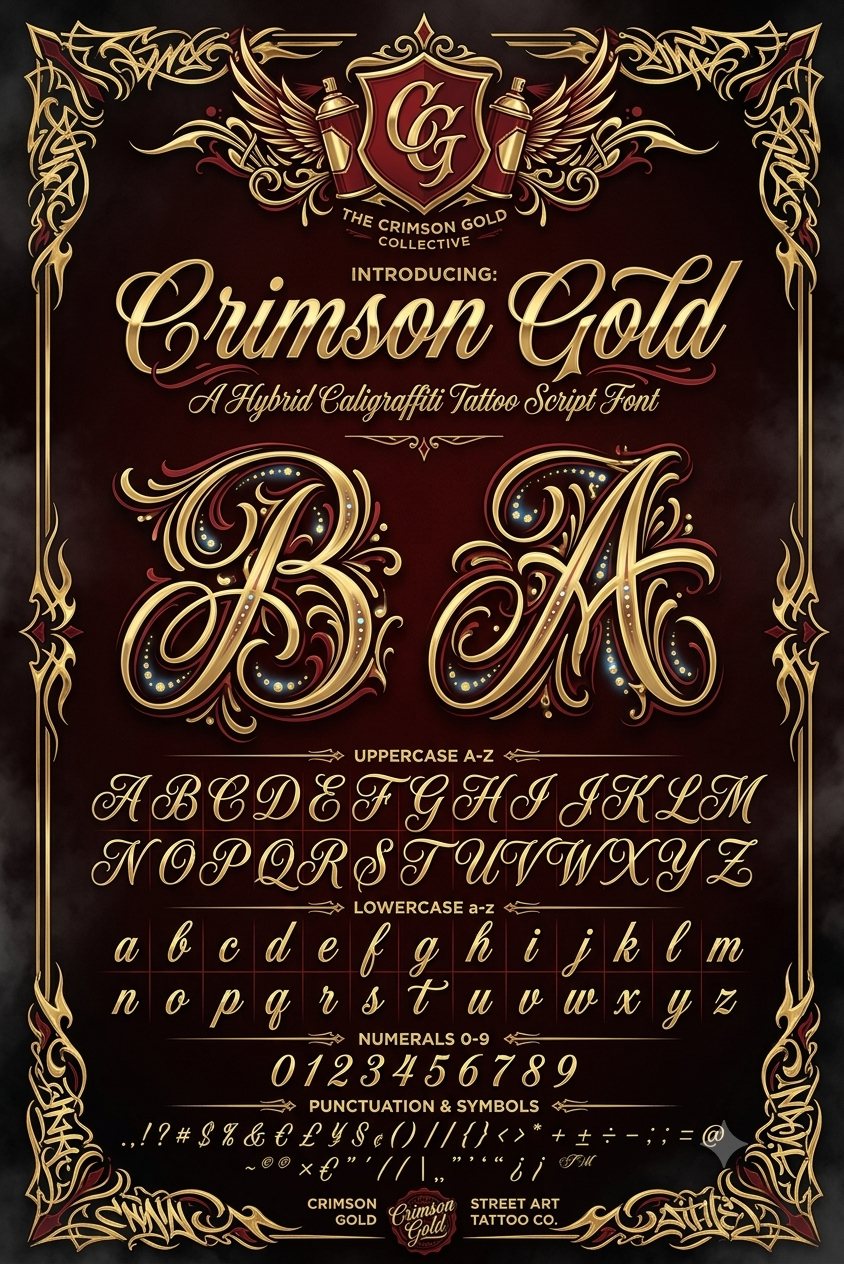 Crimson Gold Script